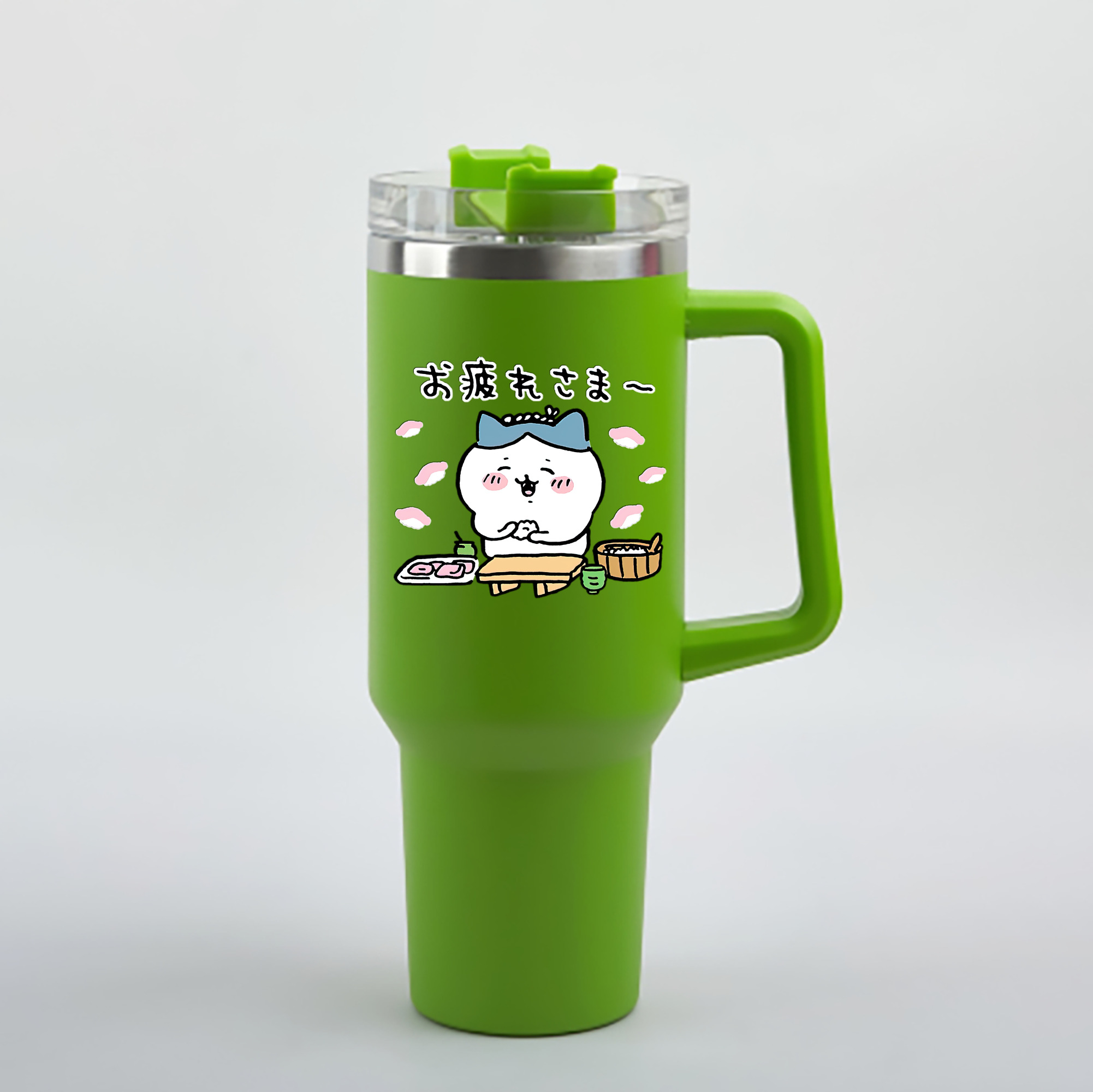 （画像用） ちいかわ ハチワレ Chii-kawa hachiware 1200mL車用タンブラー - クリスタルステッカー（プラスチックストロー付き）